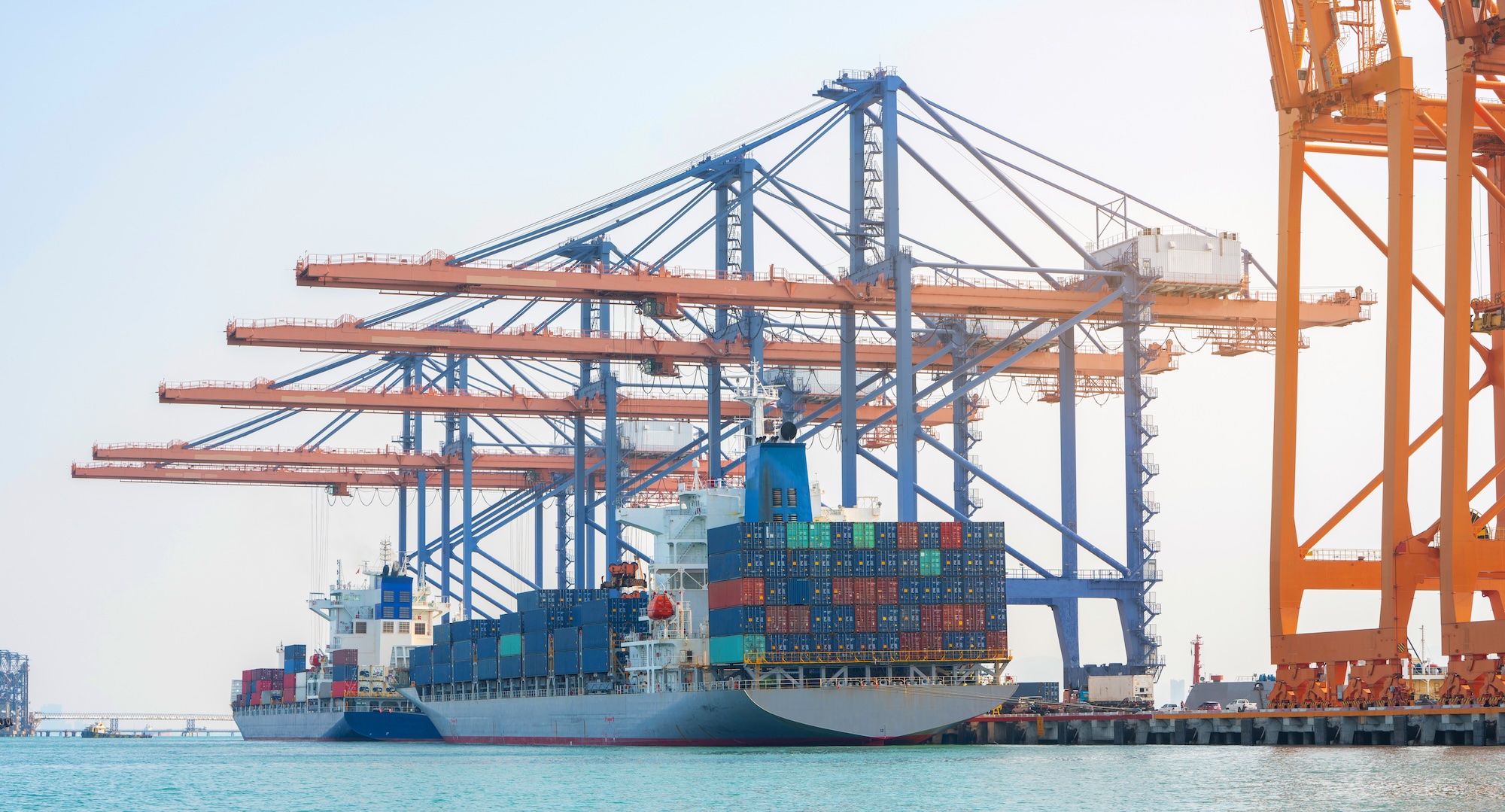 Photo of ship unloading at port
